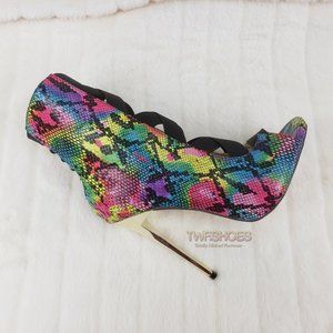 Colorful Rainbow Snake Bandage Ankle Boots